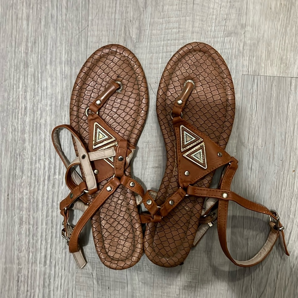Brown Sandals w Teal Detail